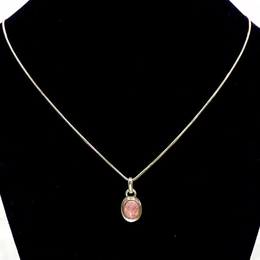 ALX Striking Sterling 925 Silver & Rose Quartz Necklace